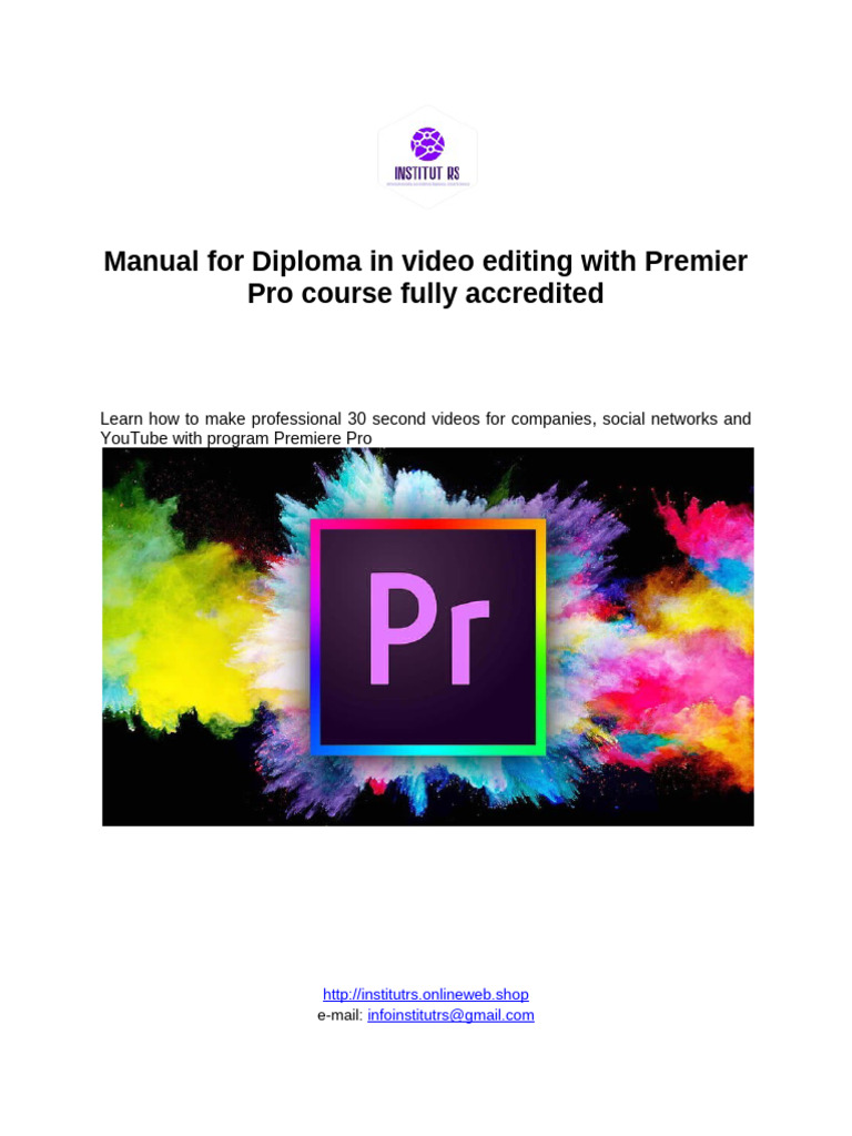 Diploma in Video Editing Manual | PDF | Computer File | Computing