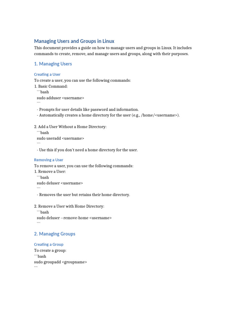 Linux User and Group Management Guide | PDF