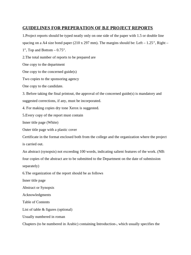 B.E. Project Report Preparation Guidelines | PDF | Software | Computing
