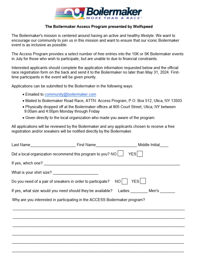 Access Program 2024 Application No Race Entry | PDF