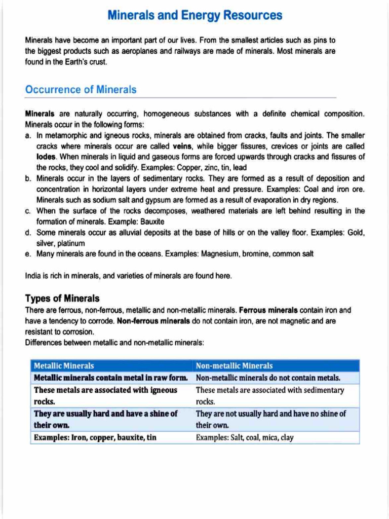 Minerals and resources | PDF