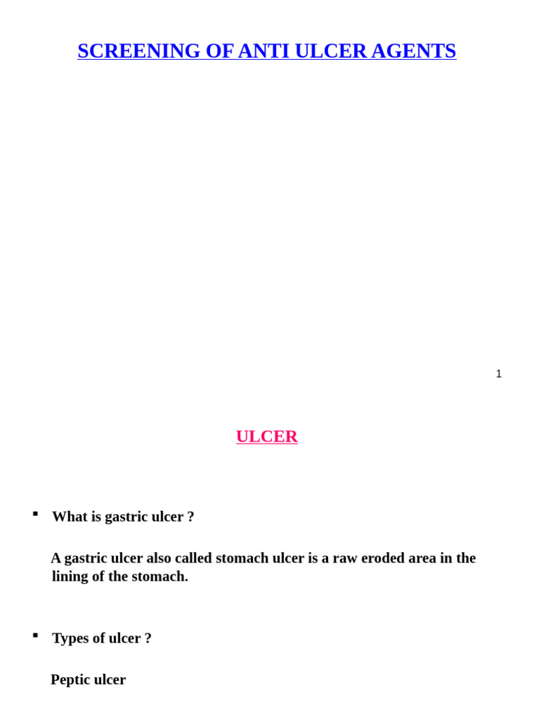 Screening of Antiulcer Agents | PDF | Stomach | Gastroenterology