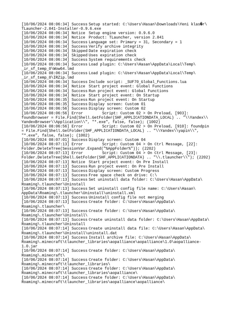 TLauncher Setup Log | PDF | Software | Computing Platforms