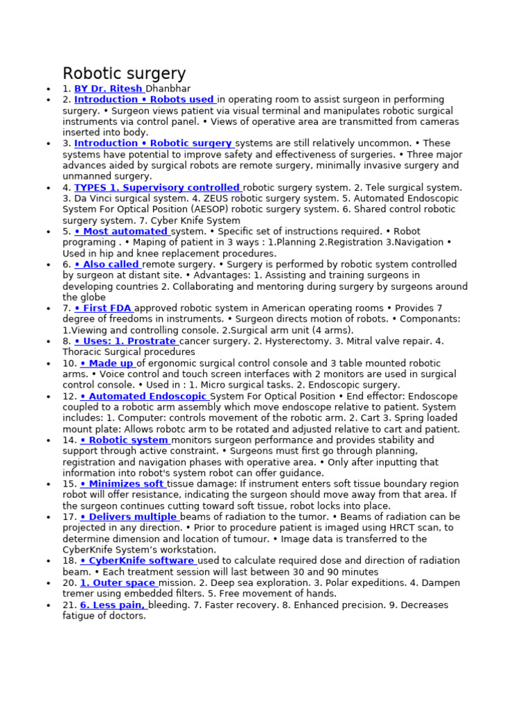 Overview of Robotic Surgery Systems | PDF | Surgery | Radiation Therapy