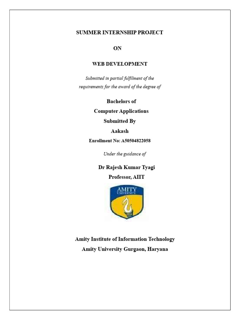 Web Development Internship Project | PDF | World Wide Web | Internet & Web