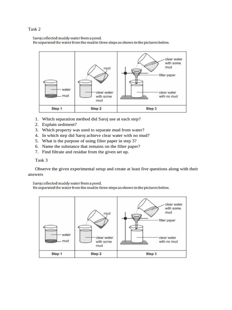Methods of Separation of Mixture - Solid - Liquid - Day 2 - Task | PDF