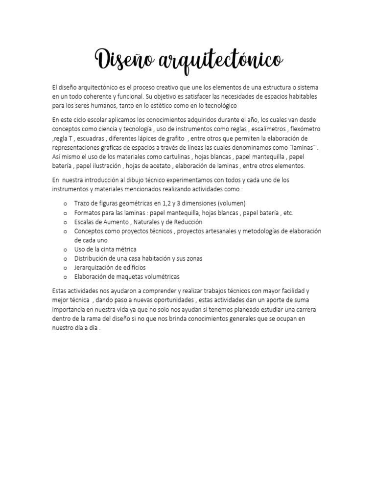 Introducción al Diseño Arquitectónico y Dibujo Técnico | PDF