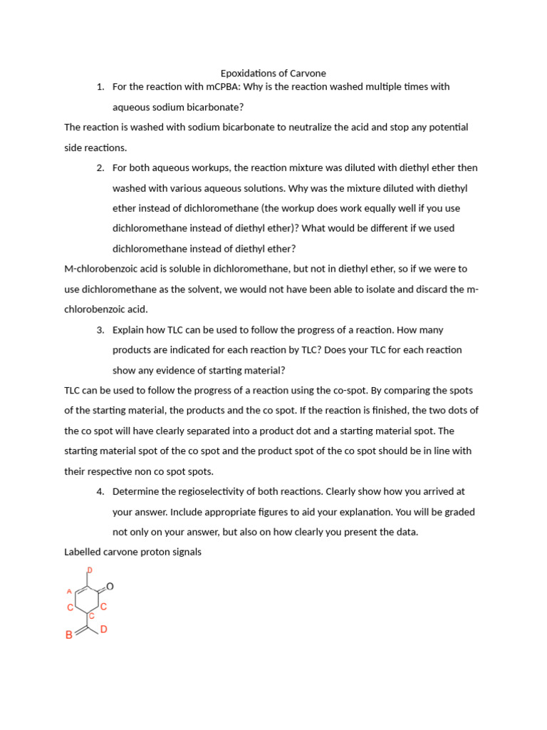 Epoxidations of Carvone | PDF | Thin Layer Chromatography | Acid