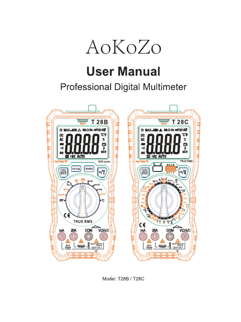 Digital Multimeter User Manual | PDF | Power Supply | Capacitor