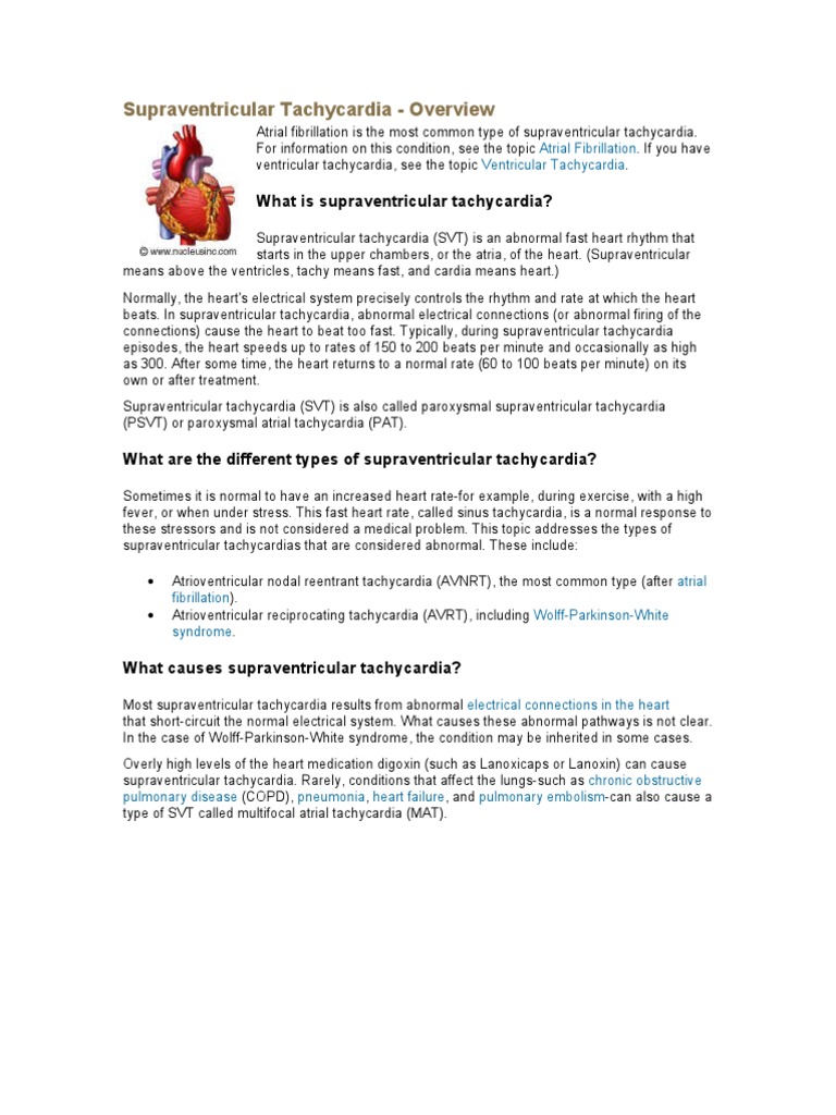 Supra Ventricular Tachycardia | PDF | Cardiac Arrhythmia | Heart
