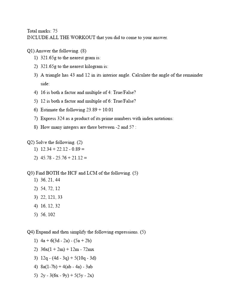 Math Problem Set with Solutions | PDF | Mathematical Concepts ...