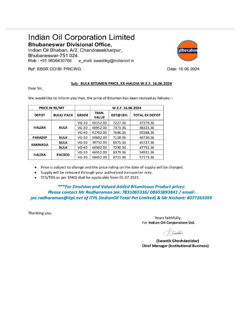 bITUMEN rATE-16 - 06 - 2024 | PDF