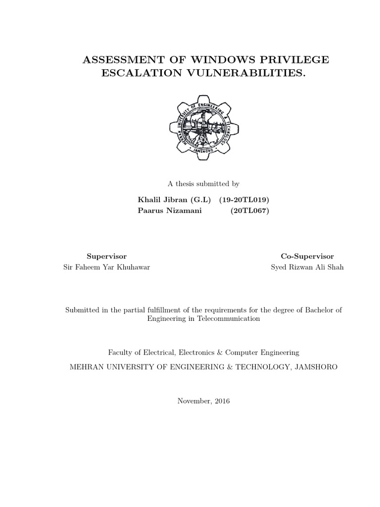 Assessment of Windows Privilege Escalation Vulnerabilities | PDF ...