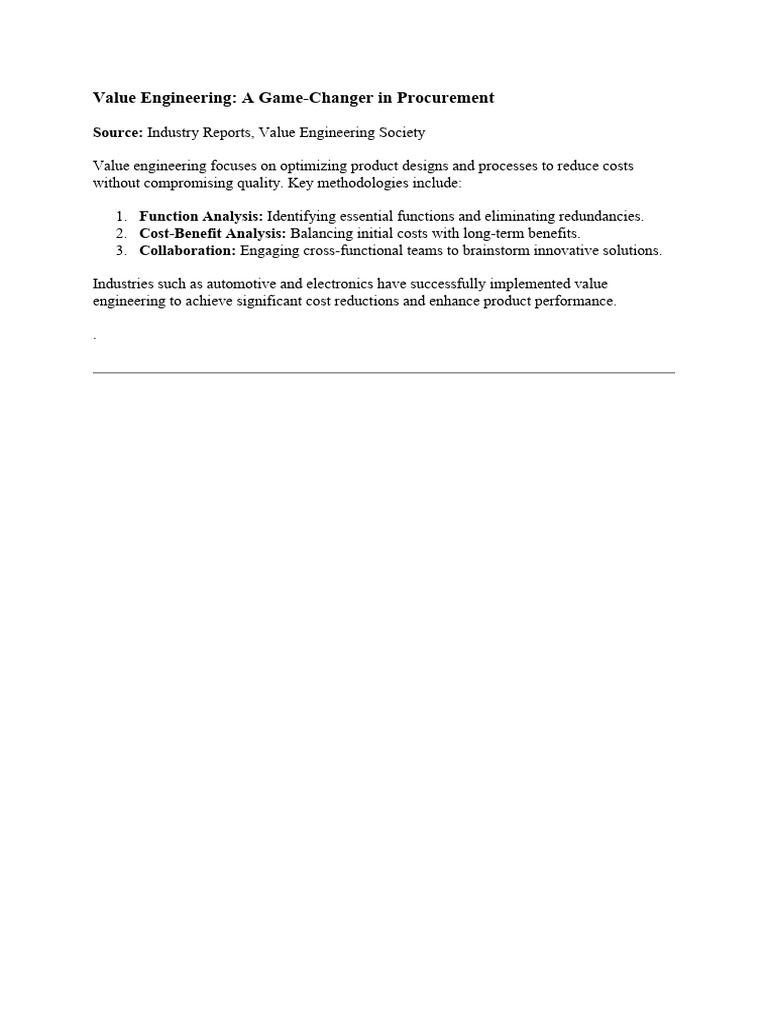 Value Engineering | PDF