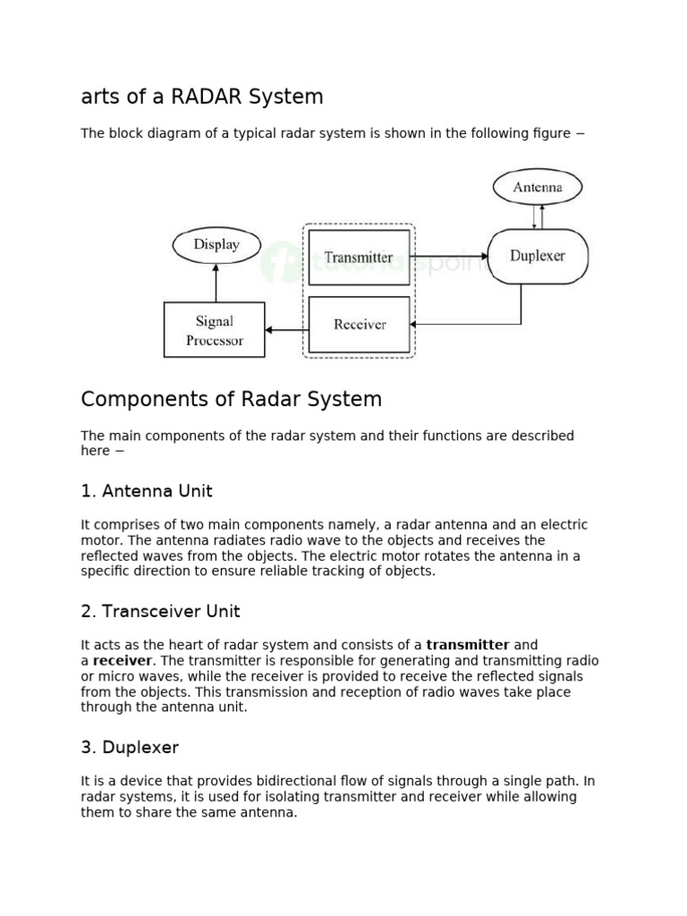 arts of a RADAR System | PDF | Radar | Radio