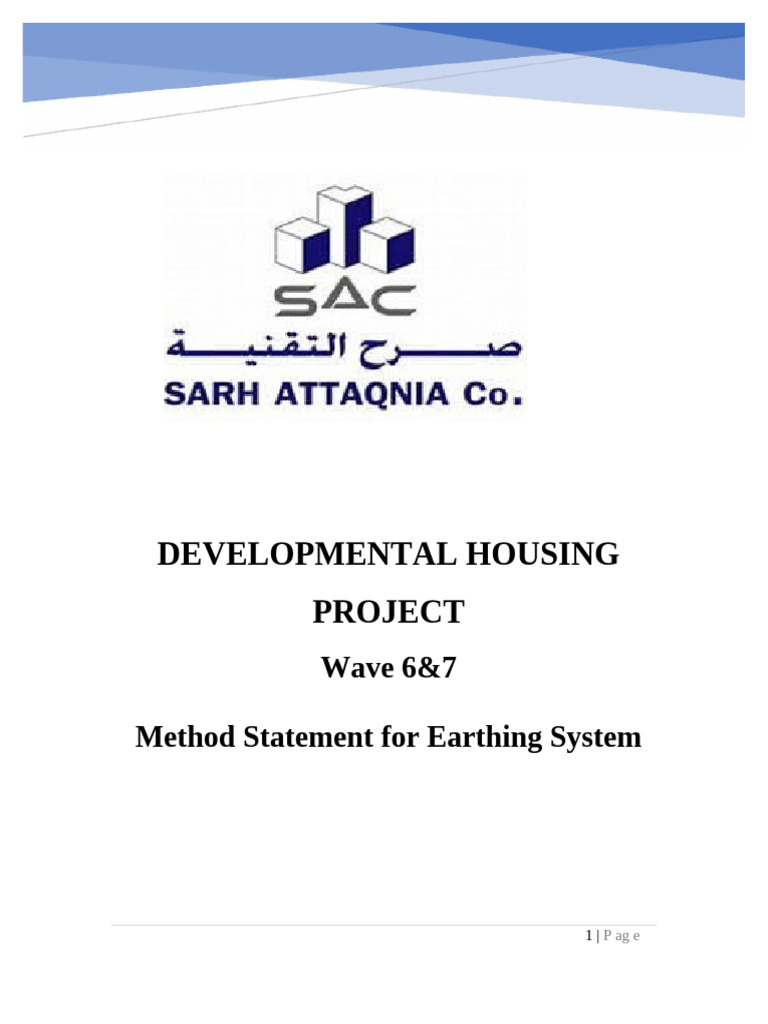 Earthing System Installation Method Statement | PDF