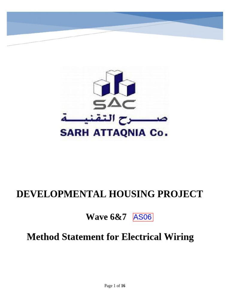 Method Statement for Electrical Wiring | PDF | Electrical Wiring ...