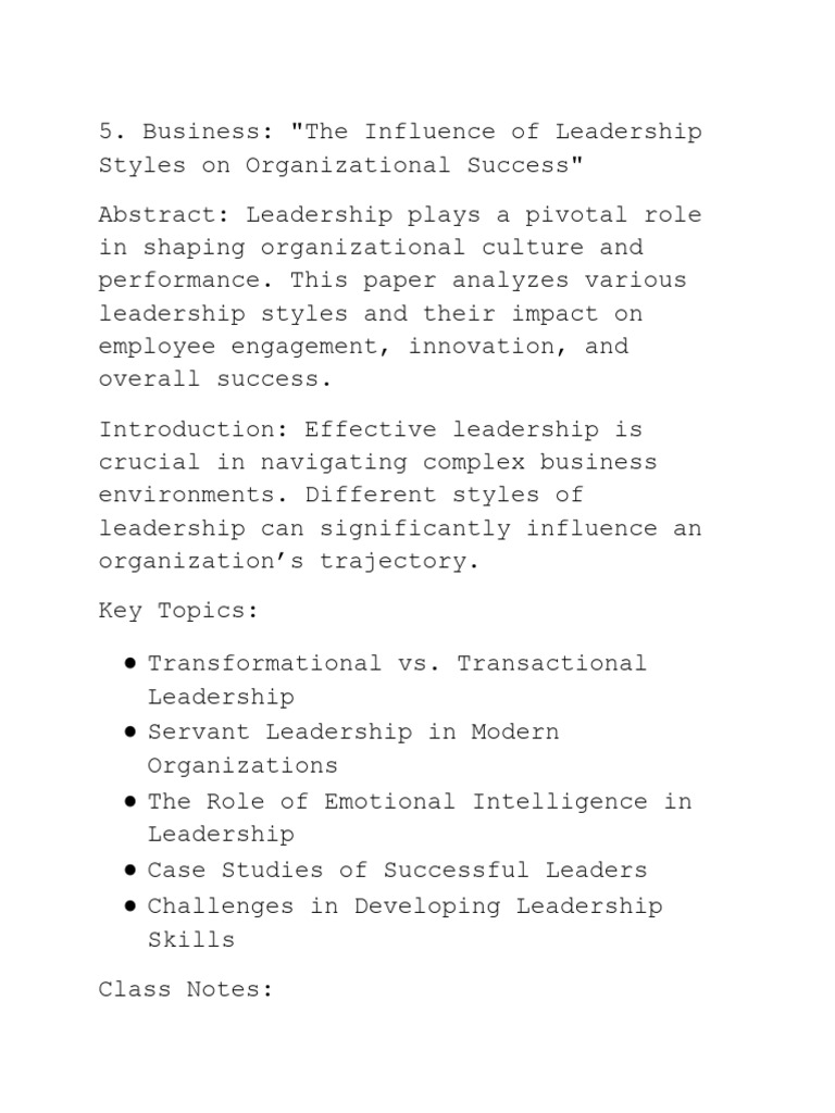 Leadership Styles and Organizational Success | PDF