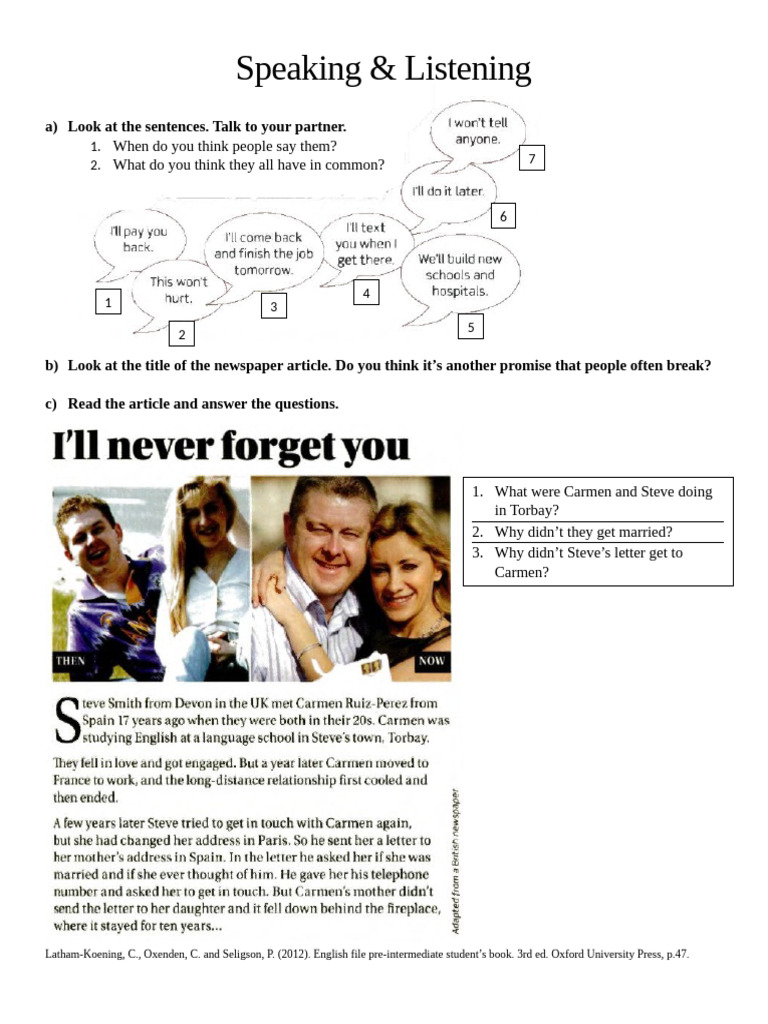 Speaking and Listening Activities Guide | PDF