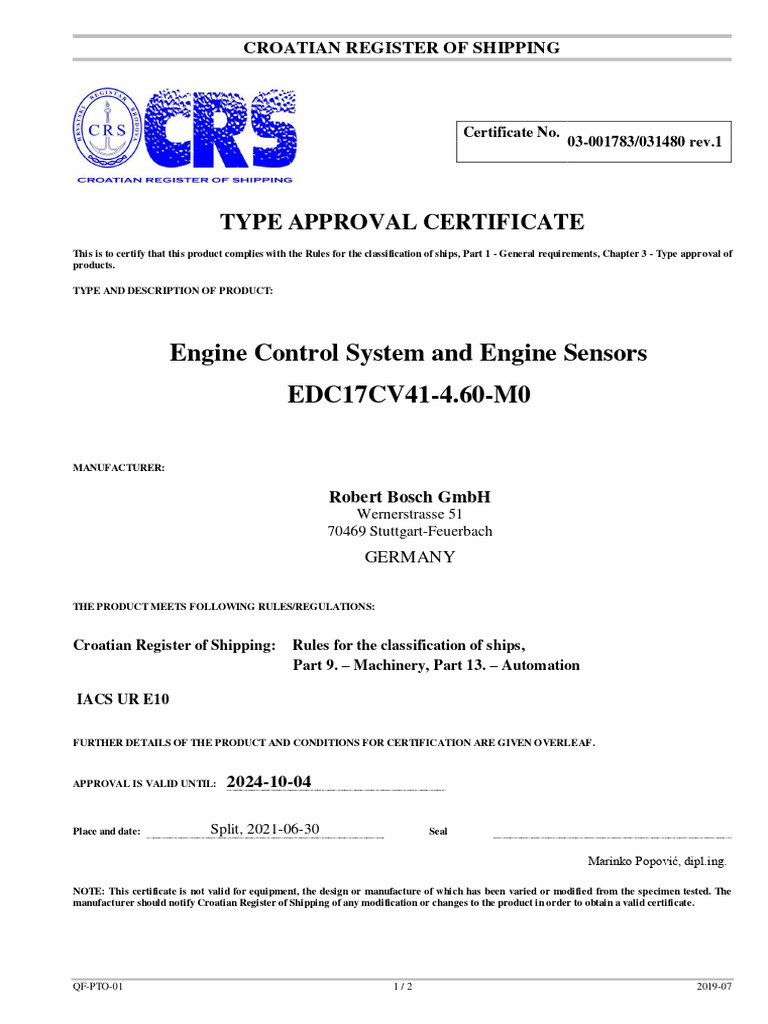 Engine Control System and Engine Sensors EDC17CV41-4.60-M0: Type ...