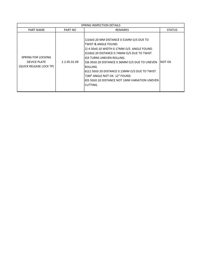 Spring Inspection Report | PDF