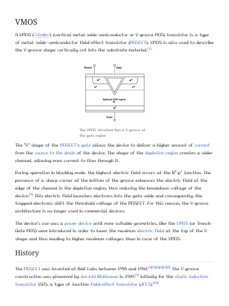 VMOS Transistor Overview and History | PDF