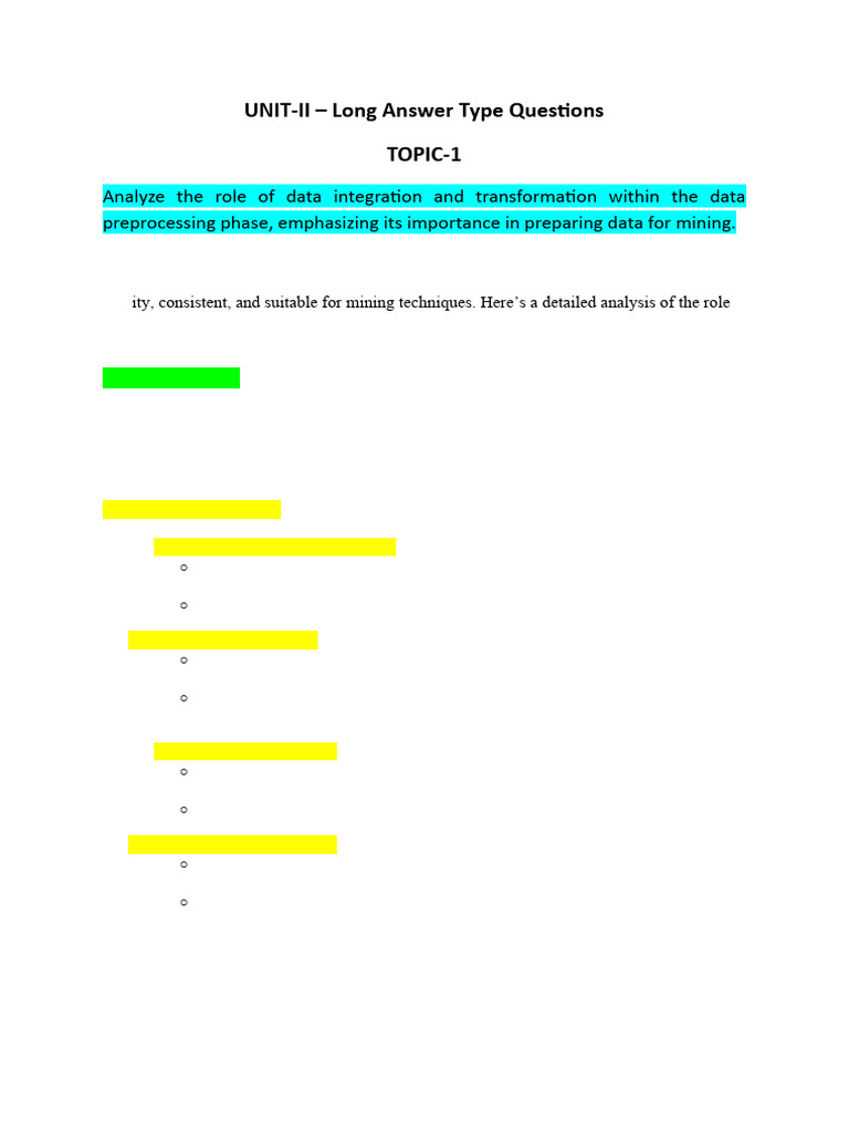 Unit-2 Long Answer Type Questions | PDF | Data Warehouse | Cluster Analysis