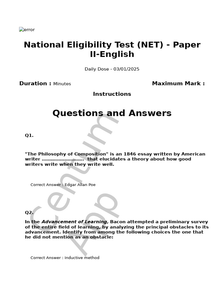 NET Paper II English Questions 2025 | PDF