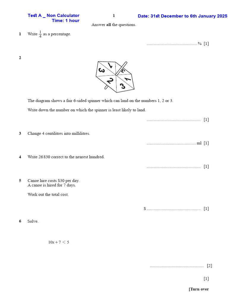 Math Test Questions and Solutions | PDF