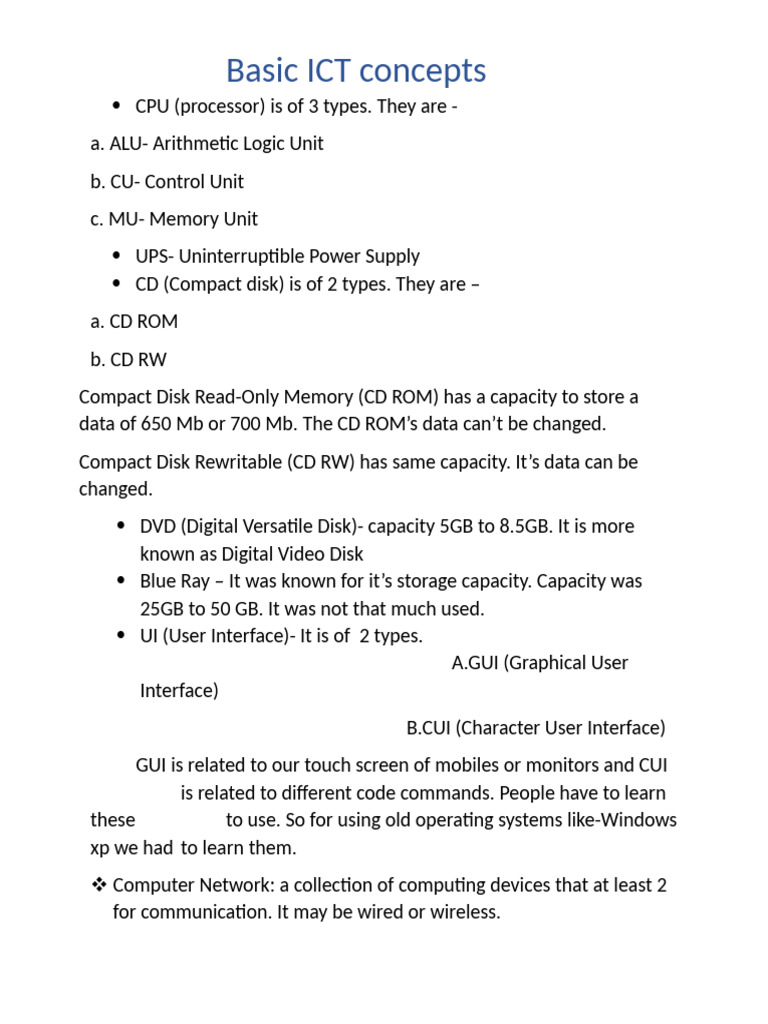 Basic ICT Concepts | PDF | Computer Network | Network Topology