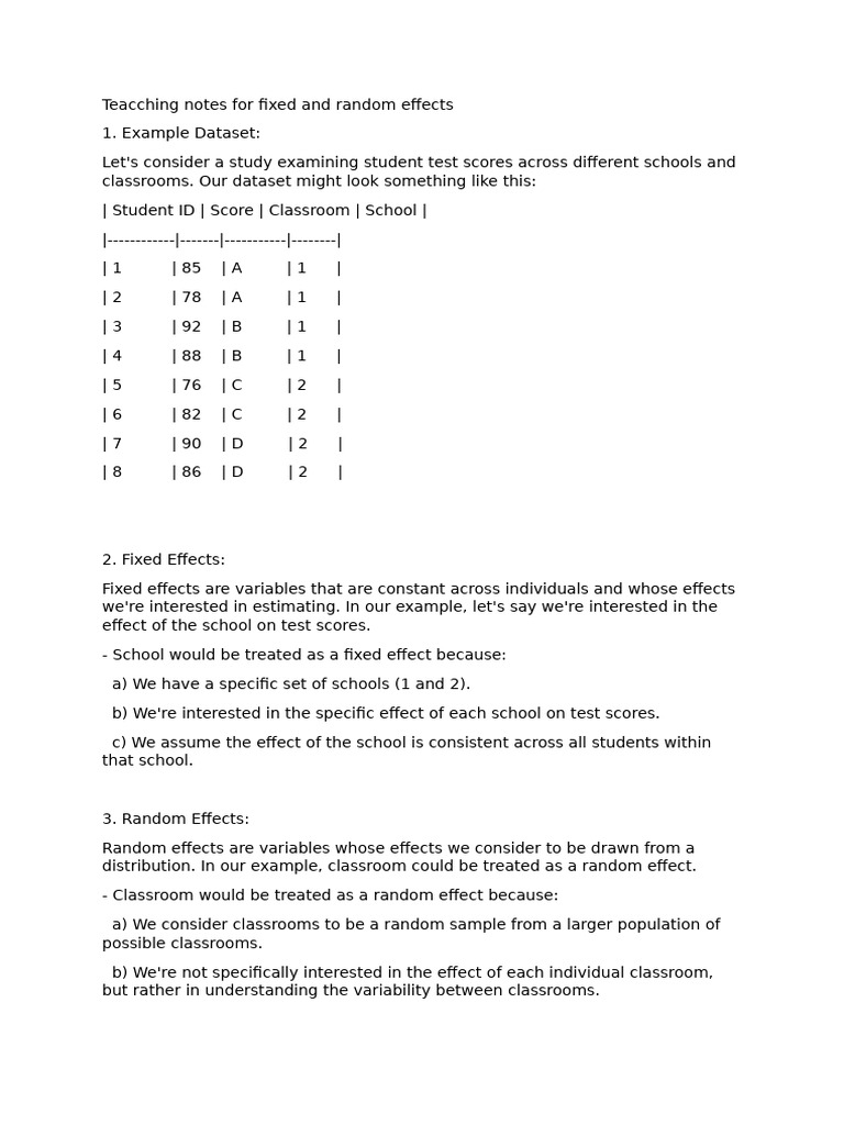 Fixed vs Random Effects in Modeling | PDF | Fixed Effects Model ...