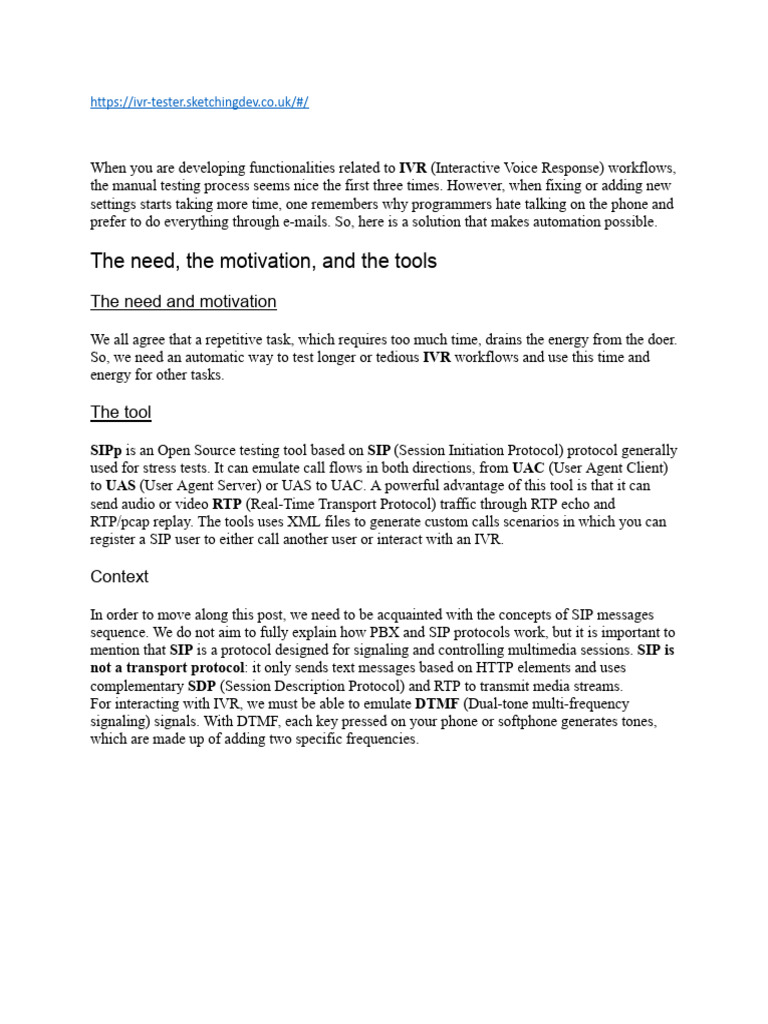 IVR Testing with SIPp Automation Guide | PDF | Interactive Voice ...