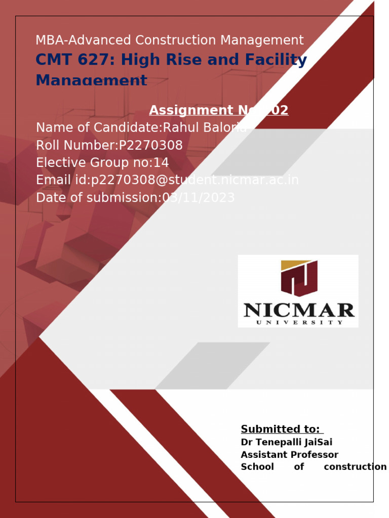 Assignment 01 Template For High Rise and Facility Management (1) - Copy ...