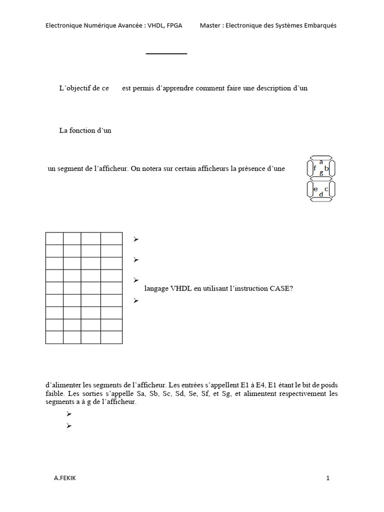 Développement d'un décodeur VHDL | PDF
