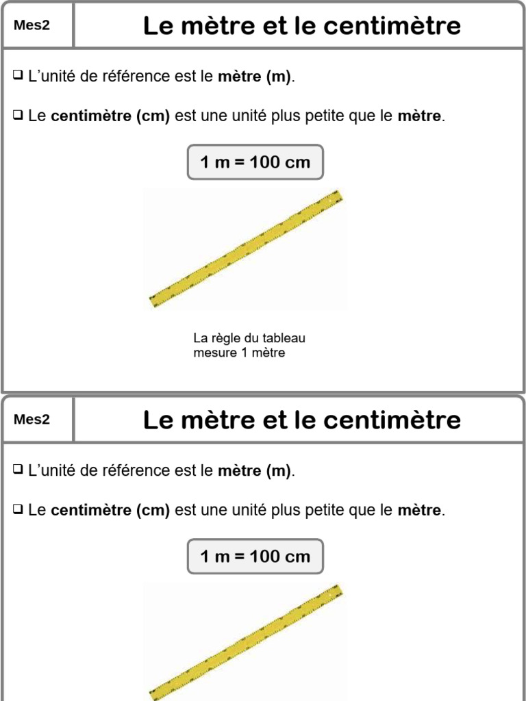 Mètre et Centimètre : Guide de Mesure | PDF