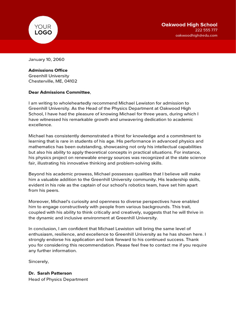Recommendation Letter for Michael Lewiston | PDF