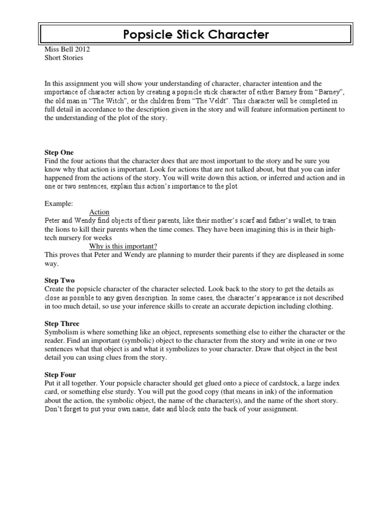 Barney Popsicle Assignment PDF Photograph Email