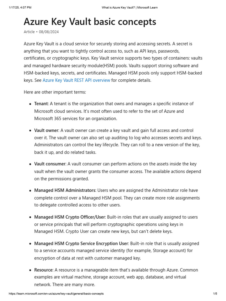 Azure Keyvault | PDF | Microsoft Azure | Active Directory