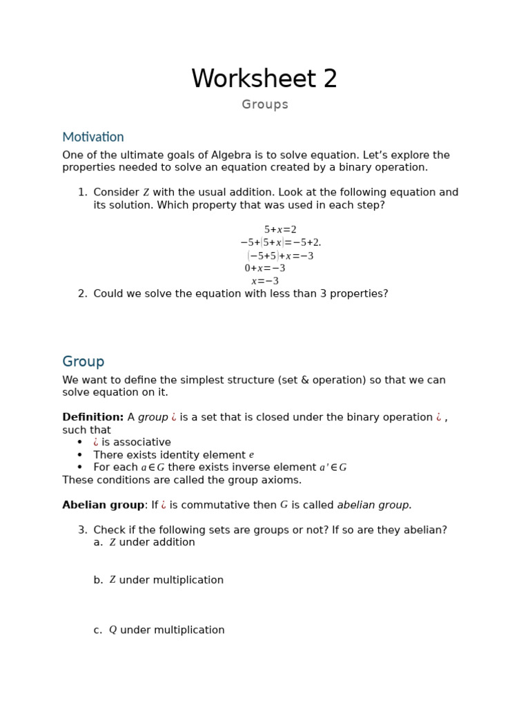 Group Theory Properties and Exercises | PDF | Group (Mathematics ...