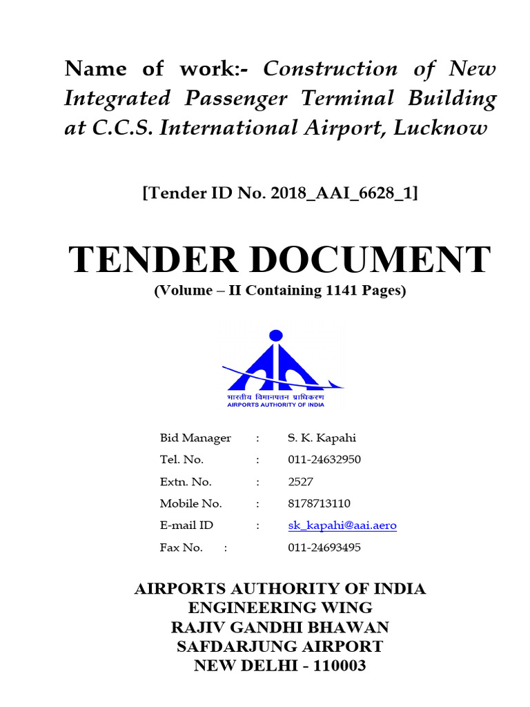 Lucknow Airport Terminal Building Tender | PDF | Concrete ...