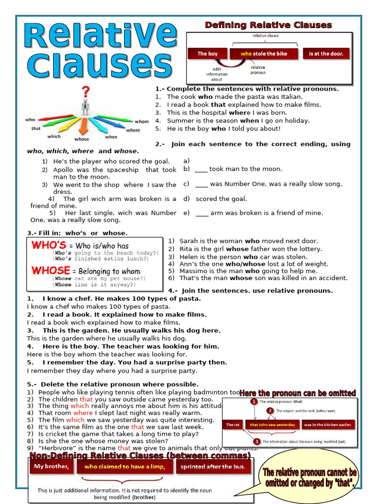 Relative Pronouns Practice Exercises | PDF