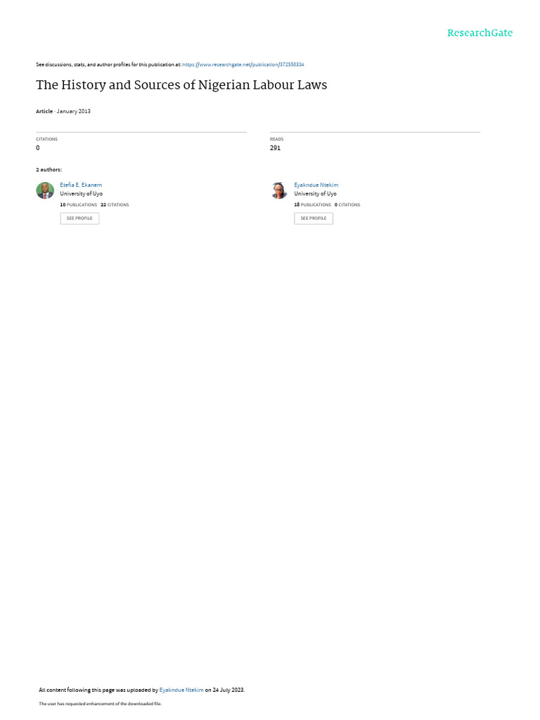 The Historyand Sourcesof Nigerian Labour Laws Pdf