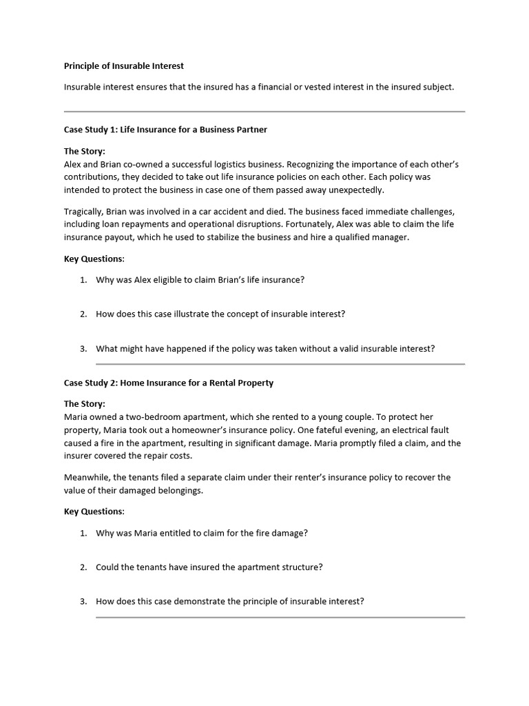 Principle of Insurable Interest | PDF