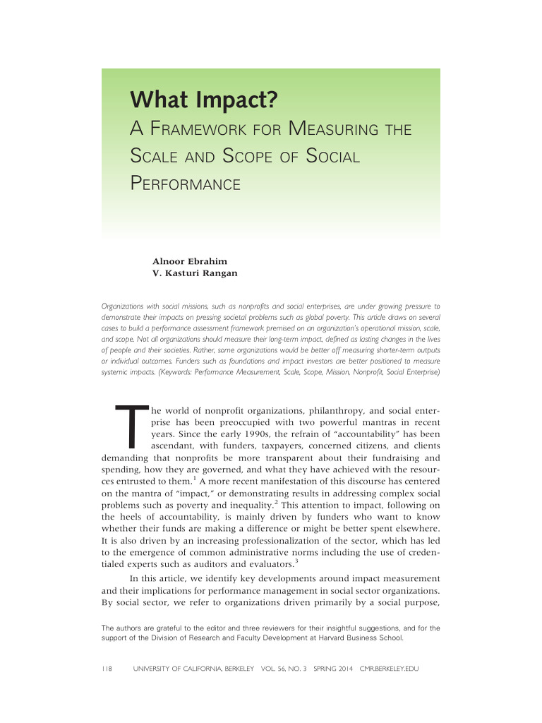 What Impact? A Framework For Measuring The Scale and Scope of Social ...