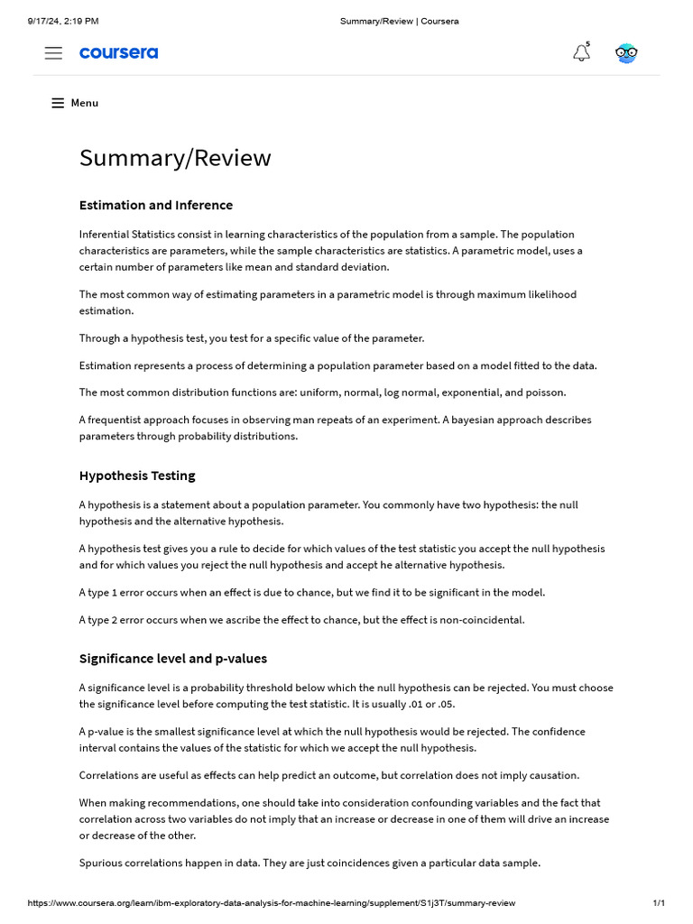 Estimation and Hypothesis Testing Explained | PDF | Statistical ...