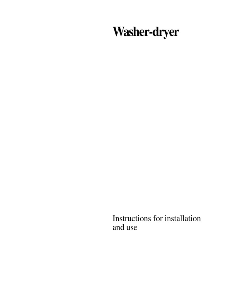 Washer-Dryer: Instructions For Installation and Use | PDF | Washing ...