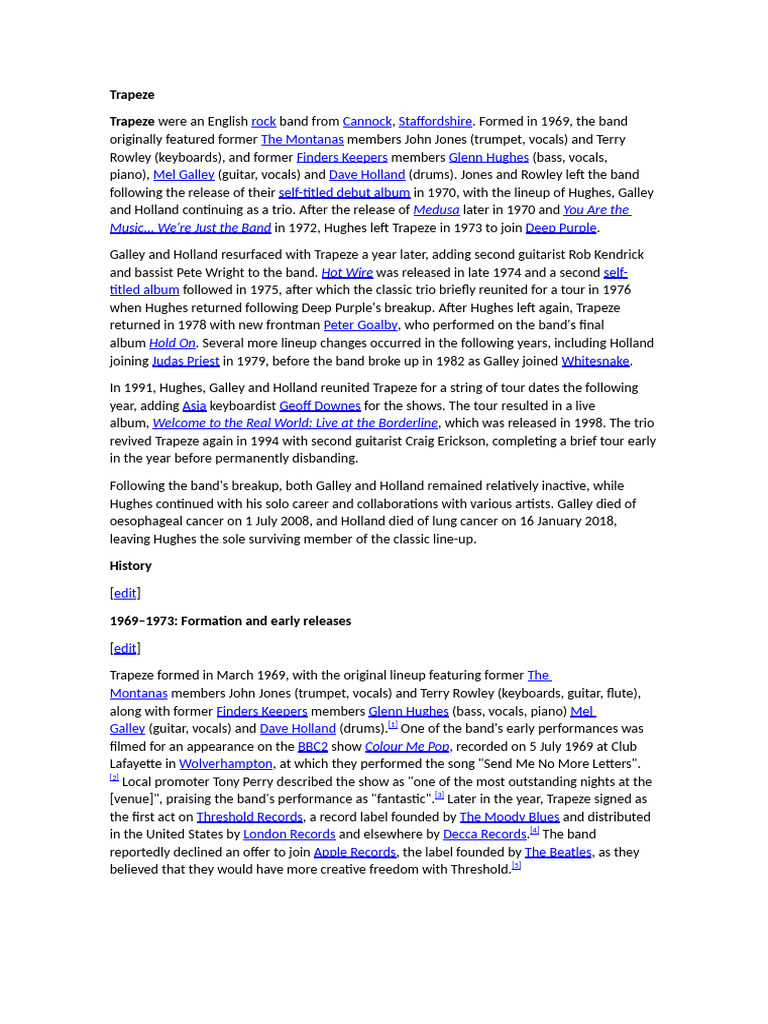 Trapeze | PDF | English Rock Musicians | Musical Groups