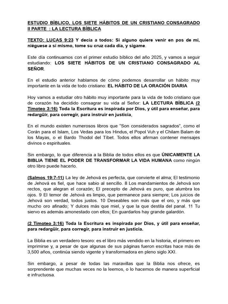 Hábitos para Leer la Biblia Efectivamente | PDF | Biblia | Jehová