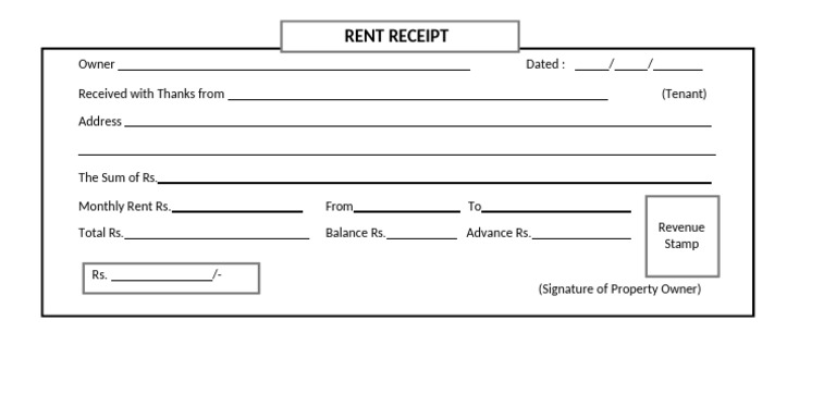 House Rent Receipt Template | PDF