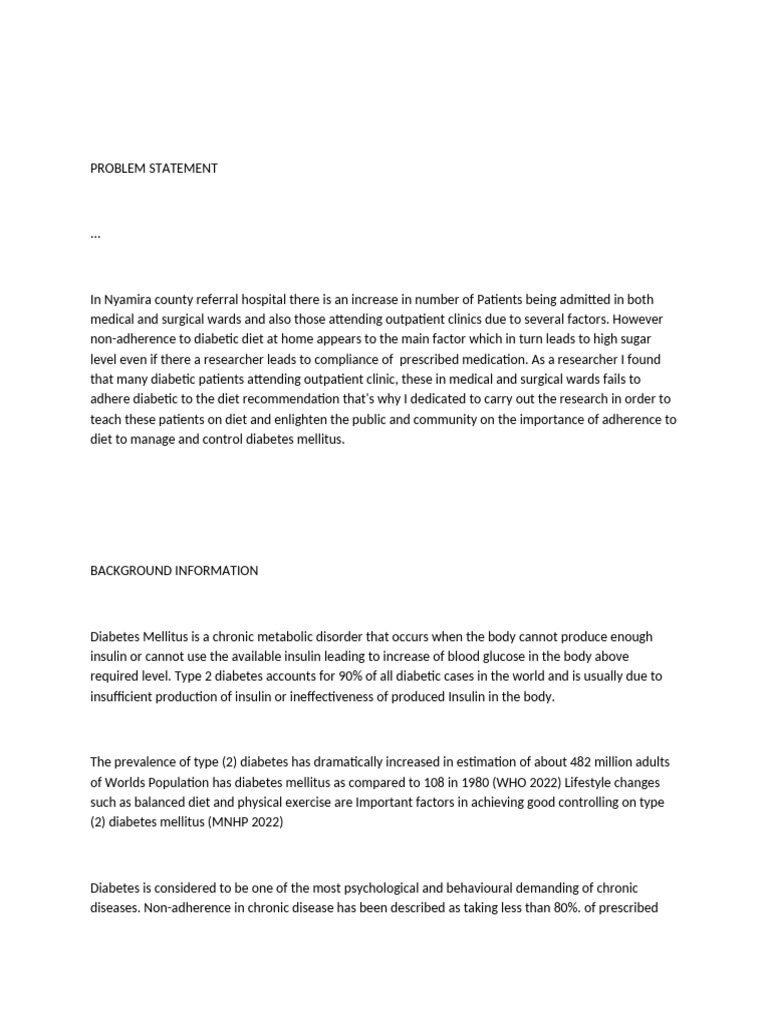 Problem Stateme-Wps Office | PDF | Diabetes | Chronic Condition